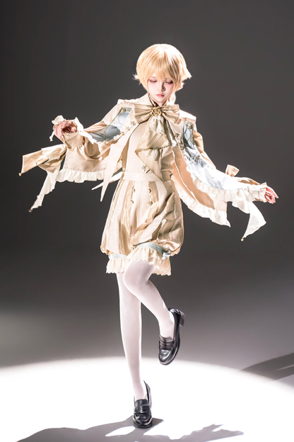 フェアリーテイルプリンスロリータトップス+パンツ+フェイクカラー