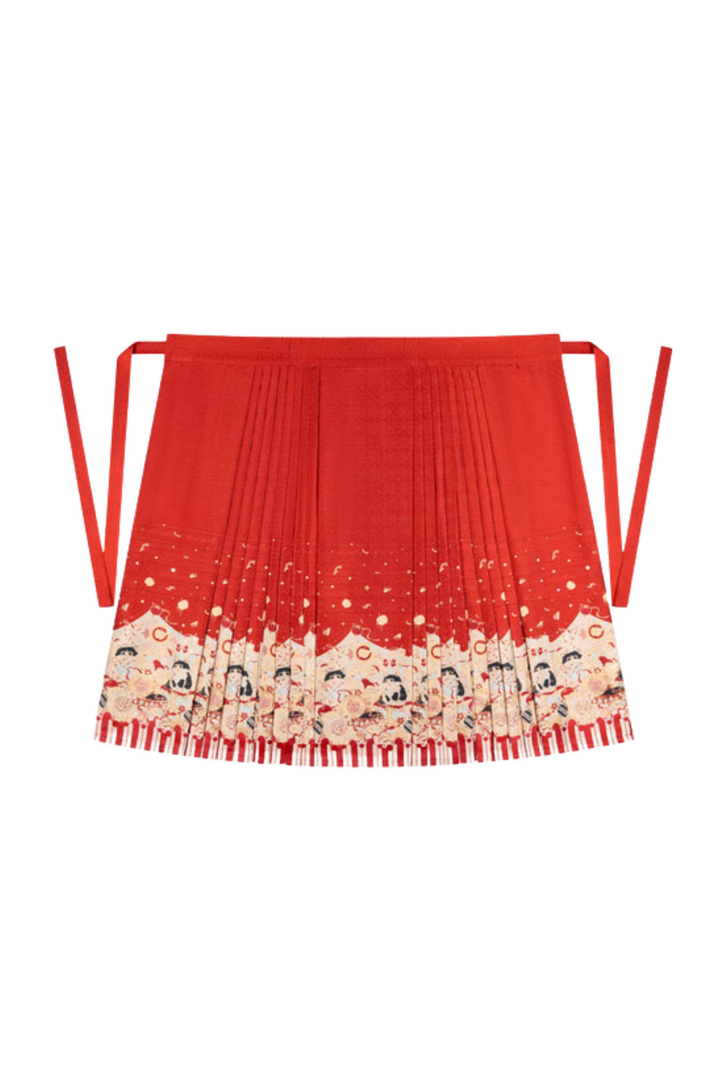 Apfel-Cheongsam-Kleid + Rock + Überrock + Brosche + Schal