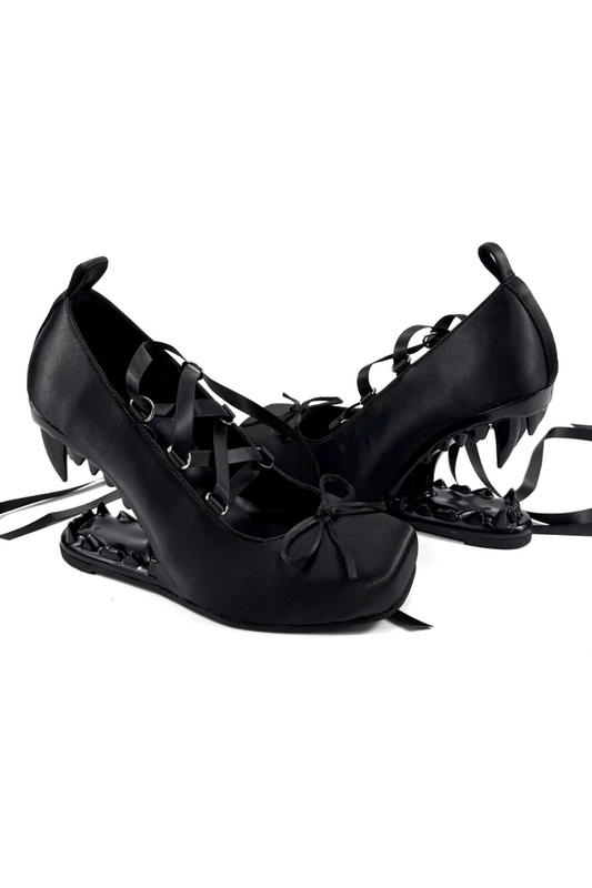 Dark Lace-Up Vampire Heels