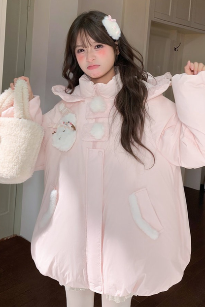 ベイビーレースフードダウンジャケット