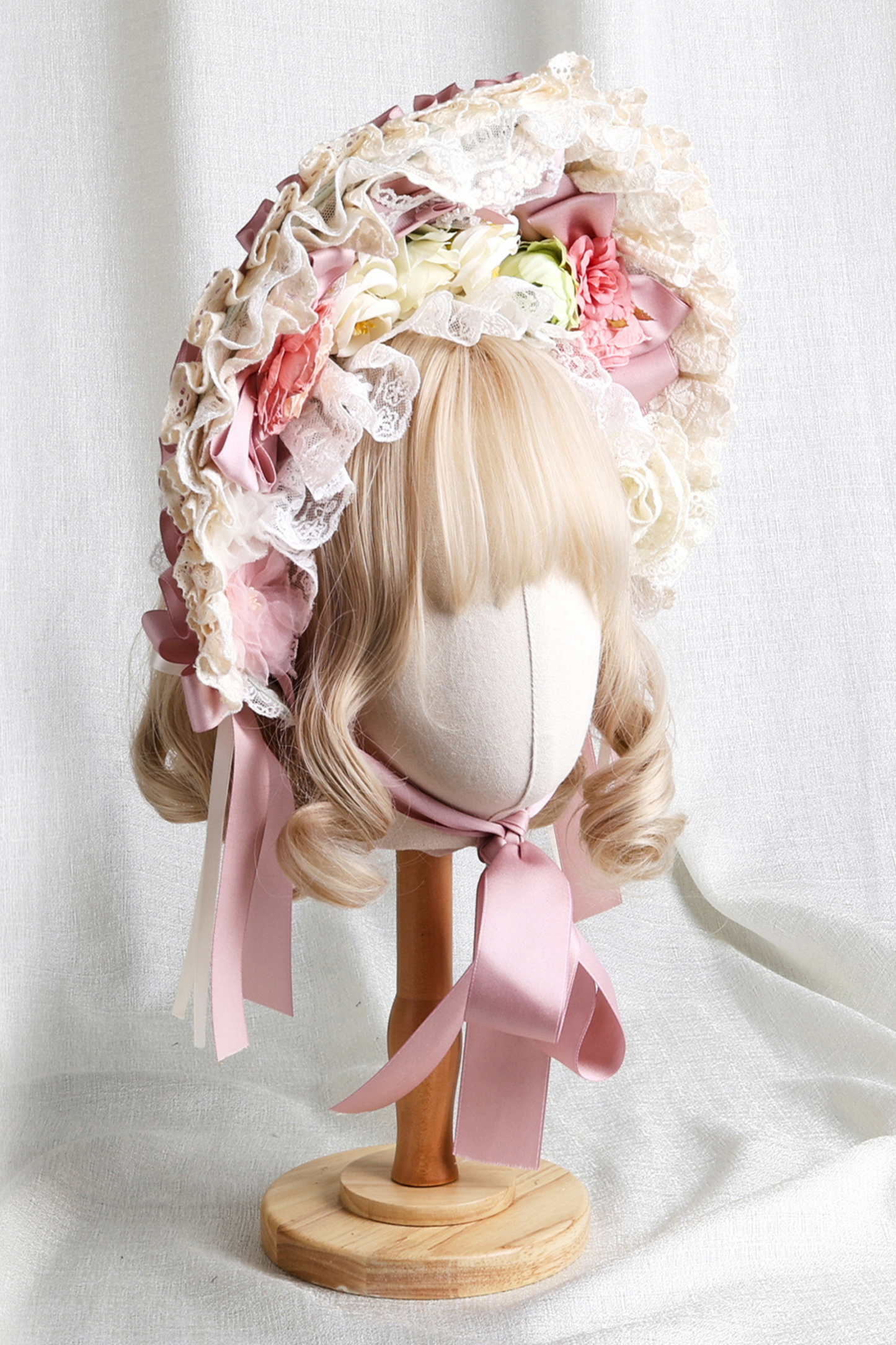 カントリーブーケロリータボンネット+フラットハット+クリップハット+ヘアバンド