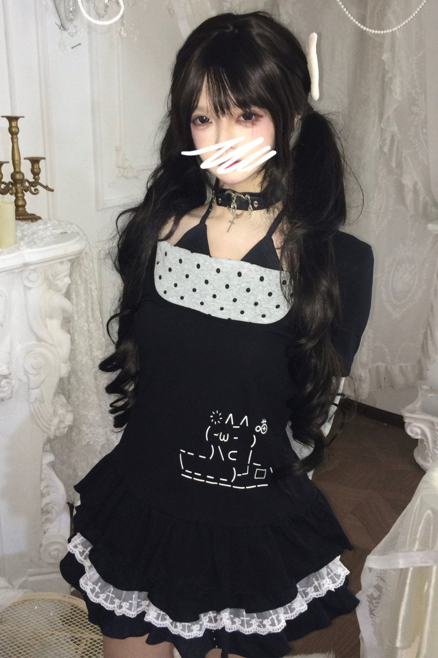 ダークスイートドットトップス+スカート