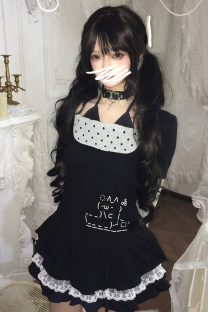 ダークスイートドットトップス+スカート