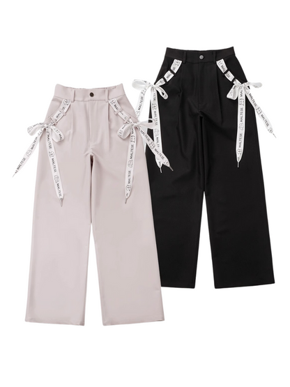 Little Dog Print Ribbon Decoration Casual Pants