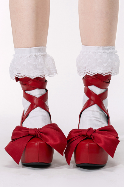 レースアップリボンロリータシューズ