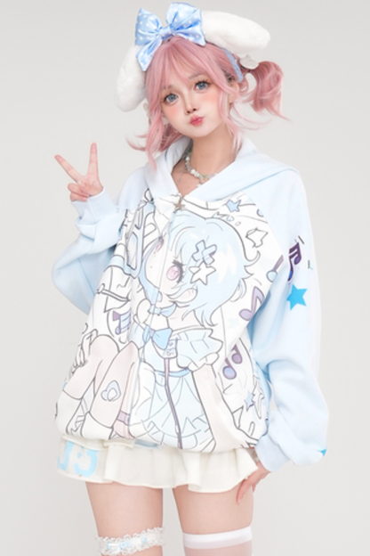 レースアニメフーデッドジャケット