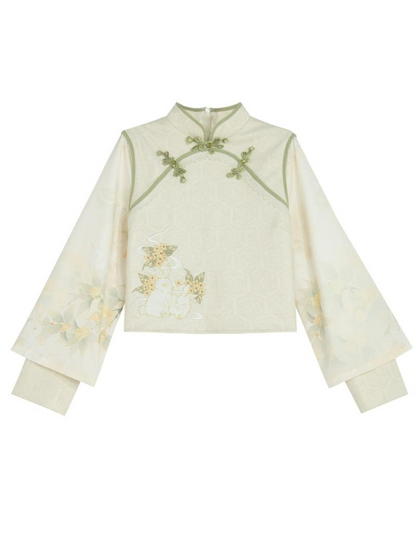 Forest China Rabbit Embroidery Suit Two Piece