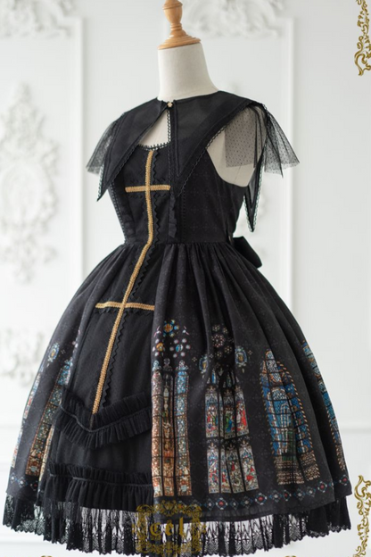 ウィンドウシックレトロドールロリータドレス