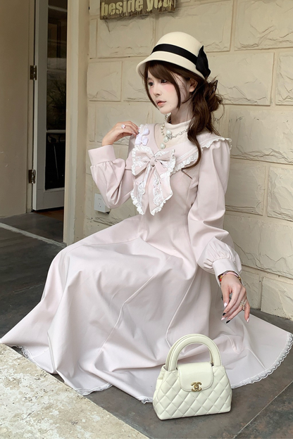 スイートリボンフレアロングドレス