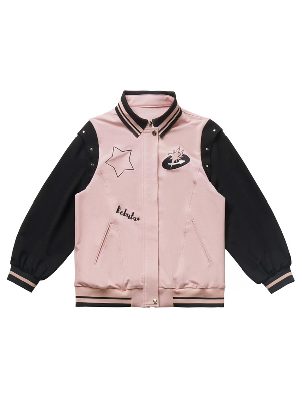 Pink Saber Starry College Baseball Suit