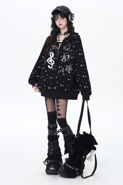 ノートジャンピングポルカドットフードパーカー