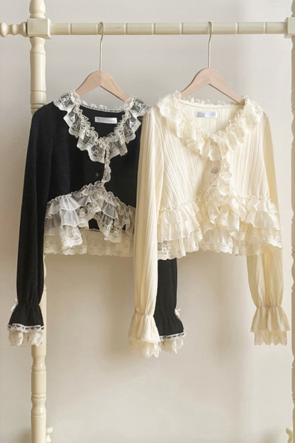 レーストリムニットカーディガン