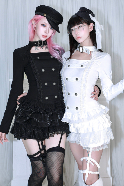 ホルターネックダブルブレストトップス