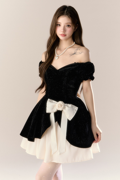 ベルベットシックガーリーフレンチバンケットドレス