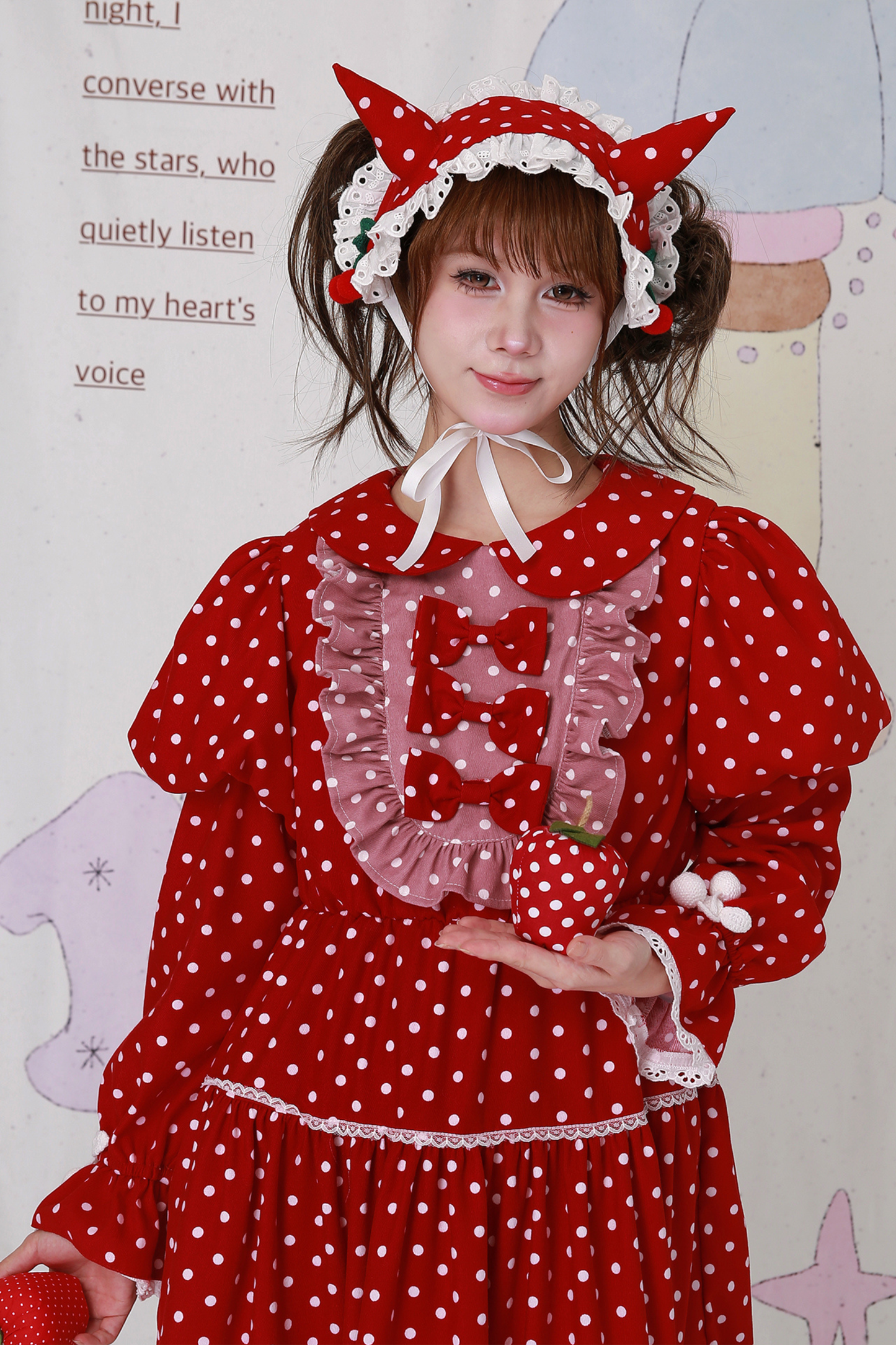 レトロガーリードットリボンドレス