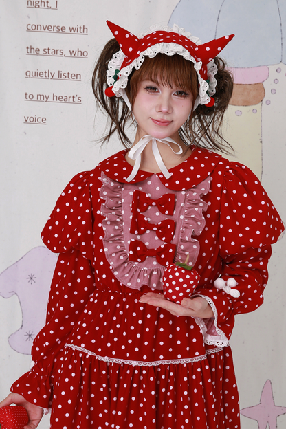 レトロガーリードットリボンドレス