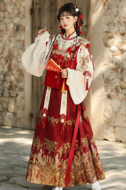 Gorgeous retro china top + skirt + vest + shoulders