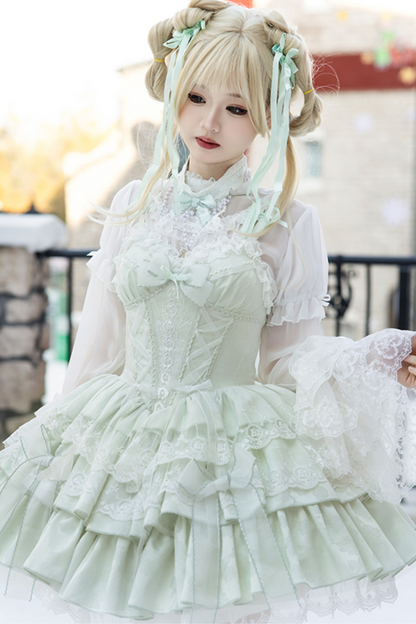 ポリールーバレエフランネルレースリボンロリータドレス