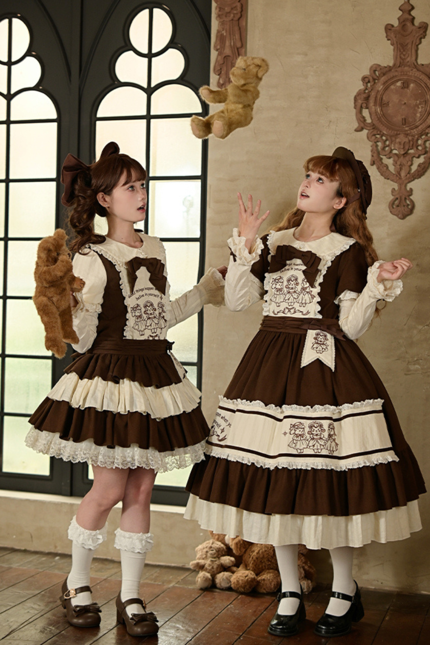 Doll Fairy Tale Lolita Dress + Ribbon Brooch + Belt + 2-way Embroidery Brooch