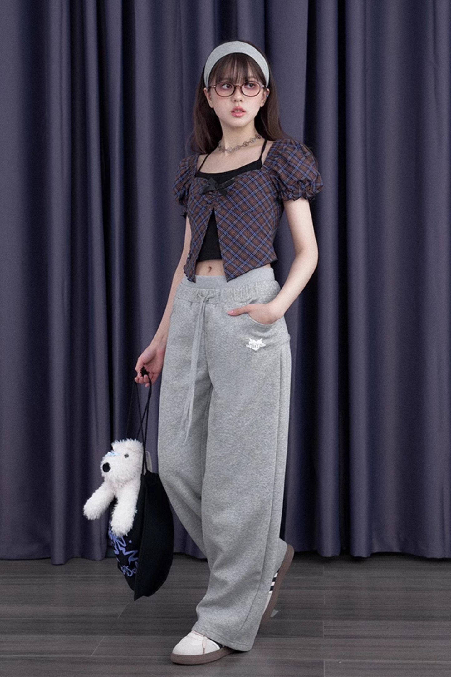 バッグリボンスウェットルーズパンツ