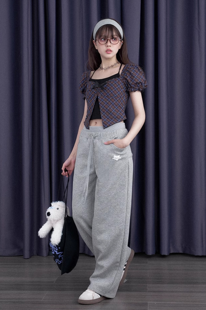 バッグリボンスウェットルーズパンツ