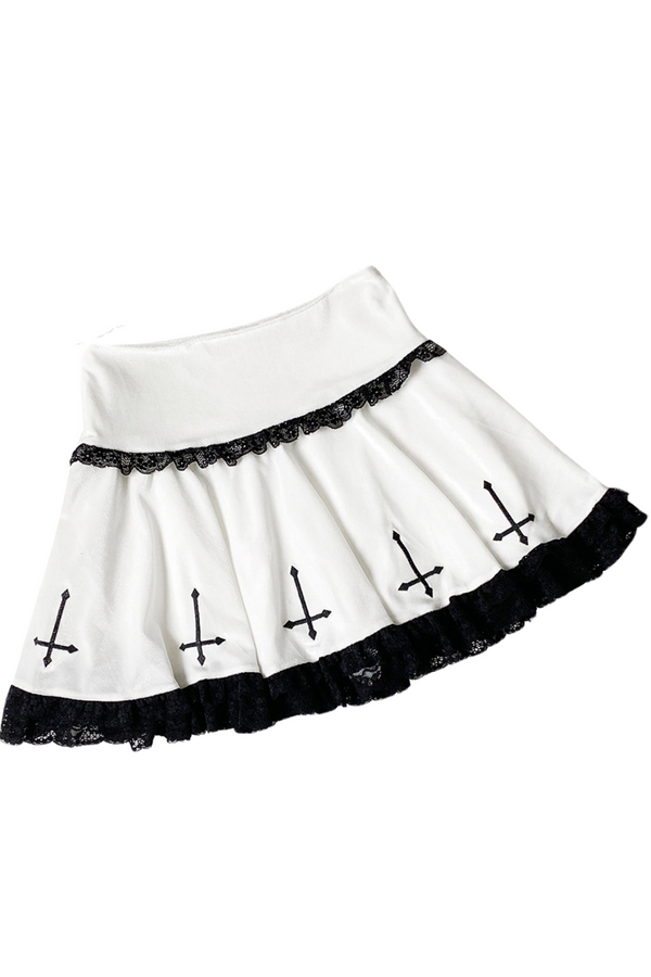 Mine Lace Cross Velvet Skirt