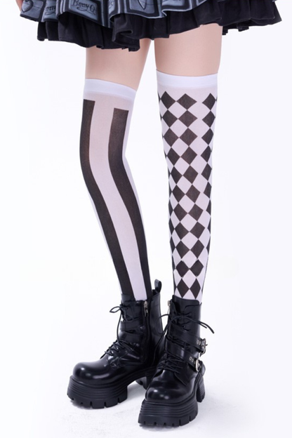 ゴシックプラッドロリータニーハイソックス