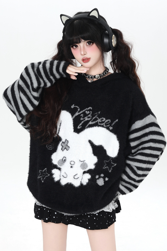 Bunny Border Hooded Knit