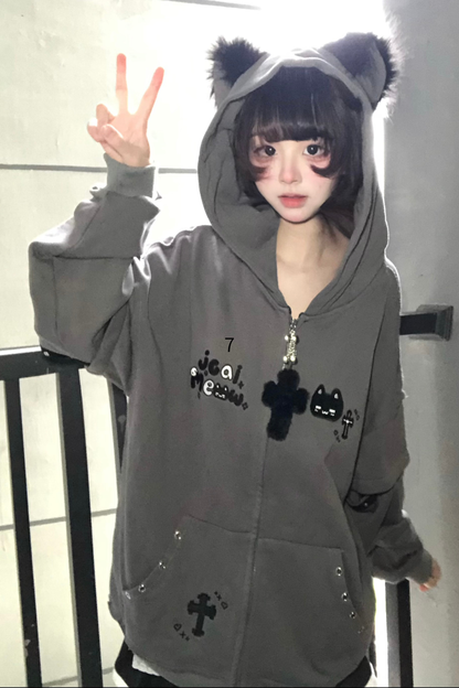 Mouse Hood Loose Hoodie