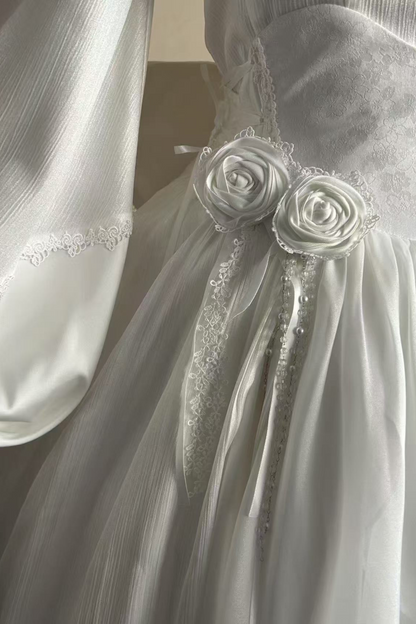 Off-the-shoulder shirt + oversized skirt