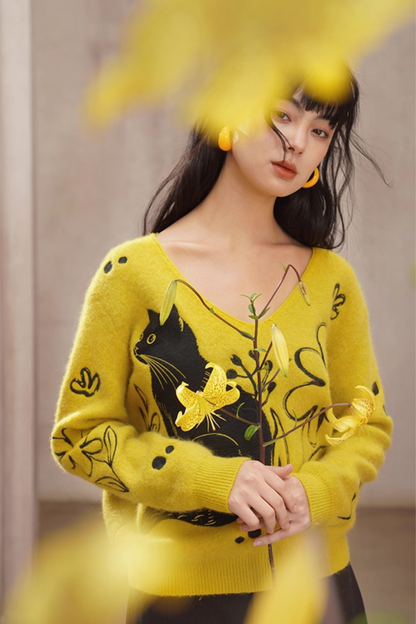 Cat Sweater Pullover Knit