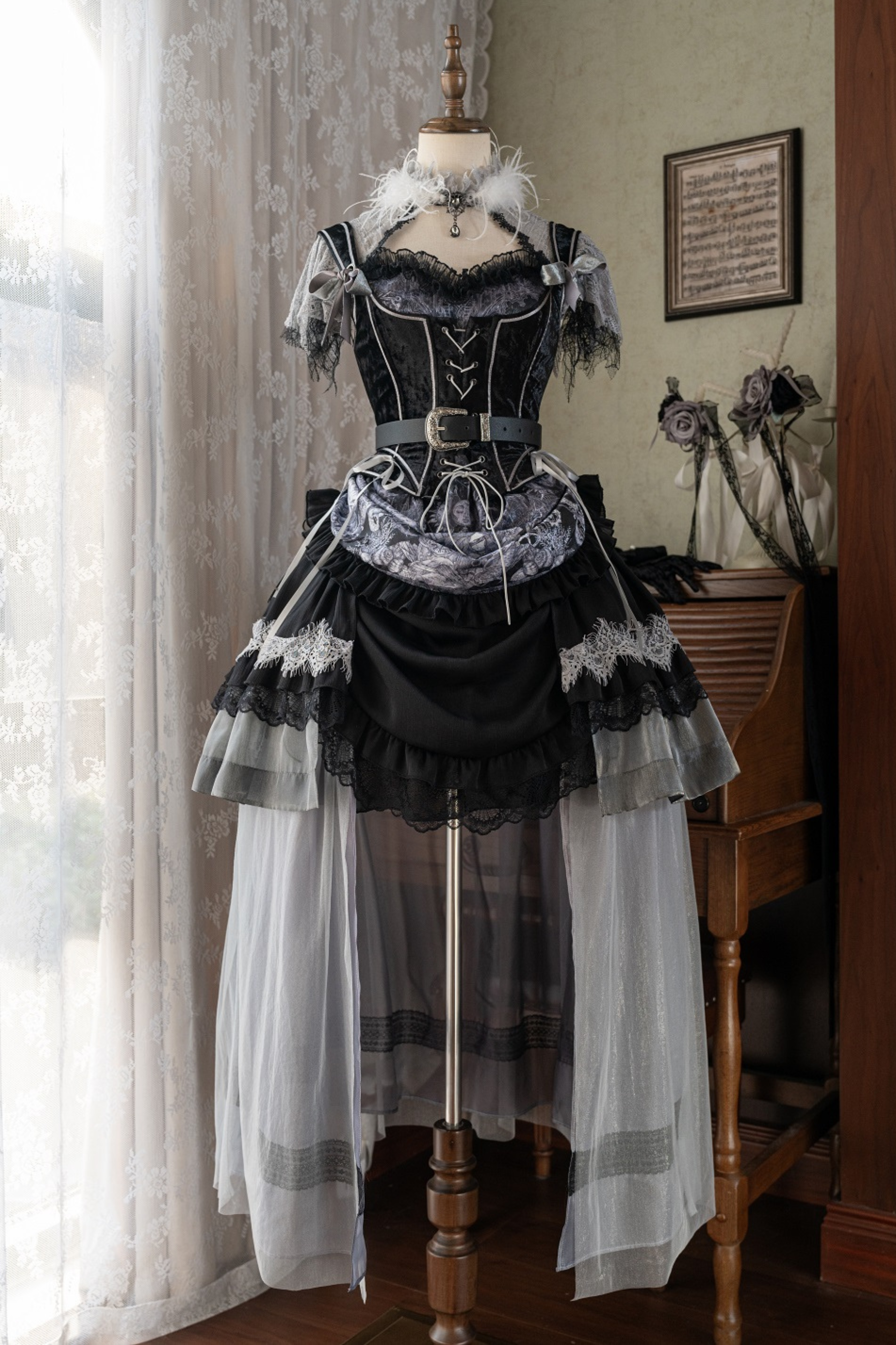 Dark Night Rose Gothic Dark Cross Elegant Cherry Love Lolita Dress – Belchic