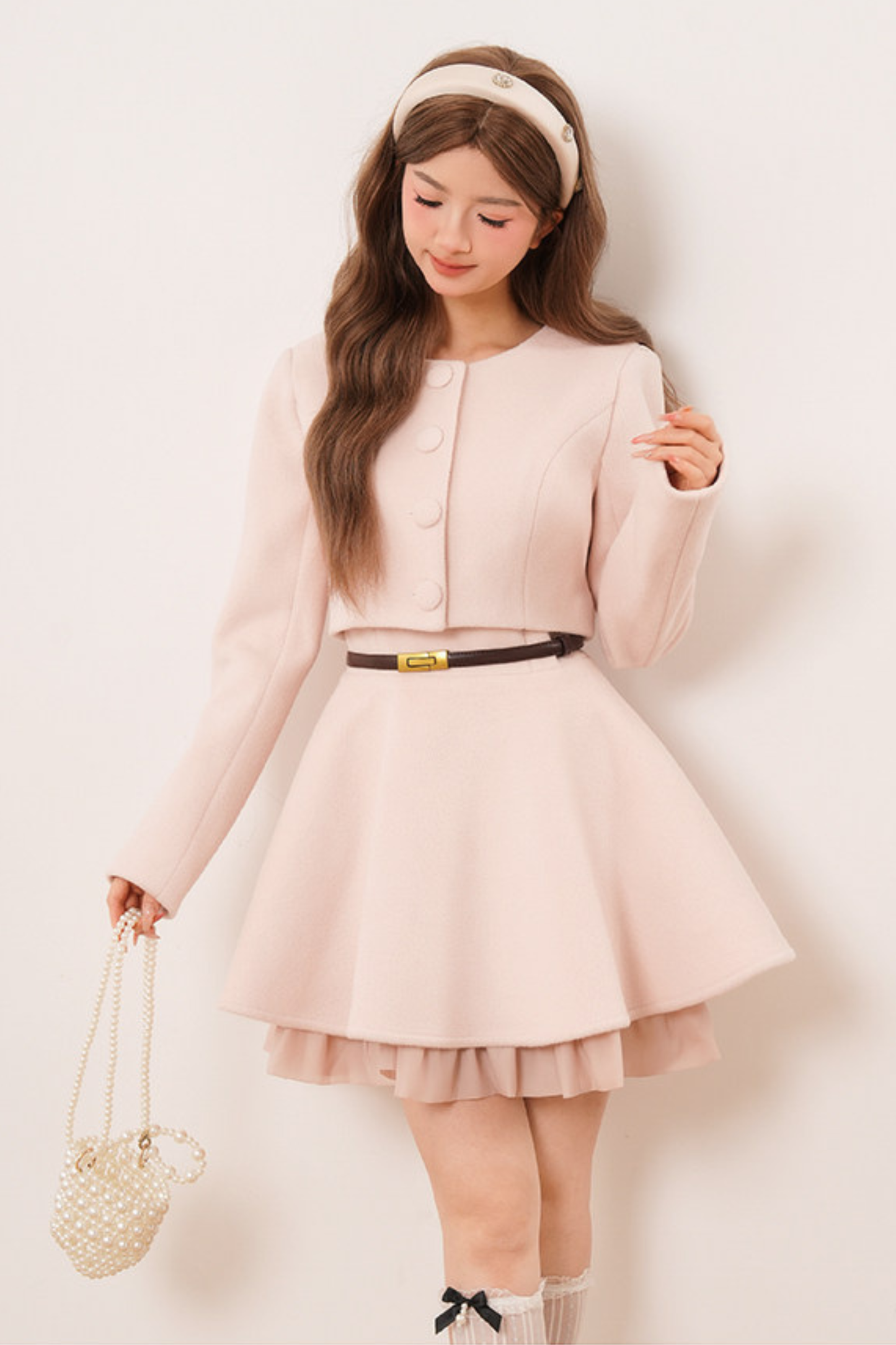 スイートパウダーショートジャケット+フレアドレス