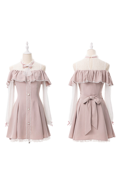 [Reservation product] Race frills off -shoulder dress