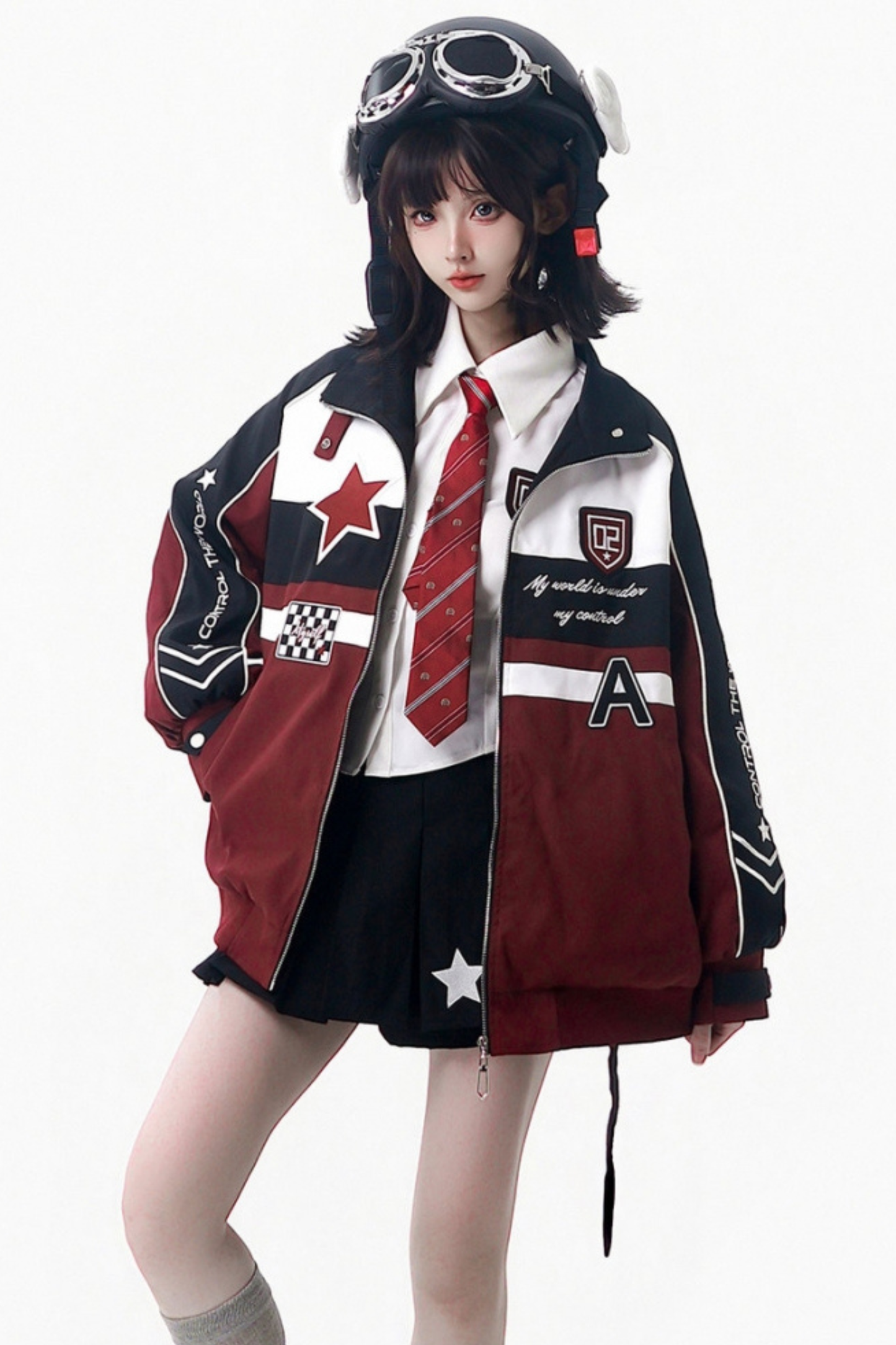 カラーブロックバイカージャケット