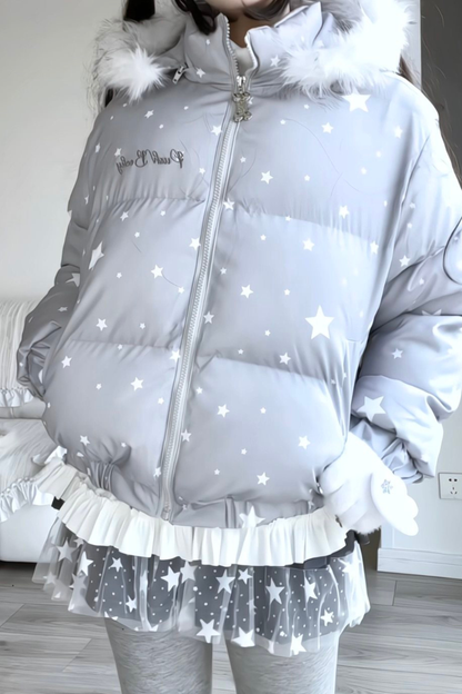 Y2K Fur Hooded Down Jacket