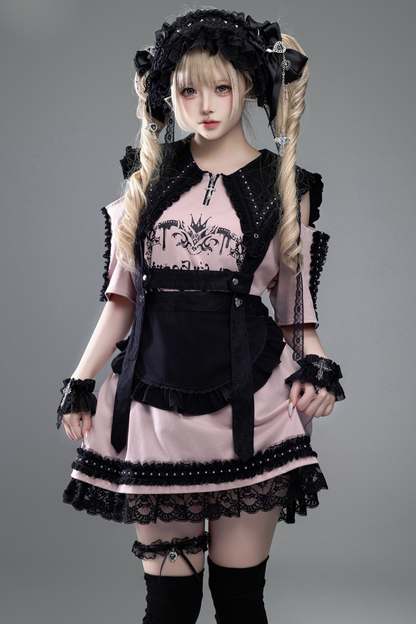 Witch Apprentice Subculture T-shirt Dress + Suspender Apron
