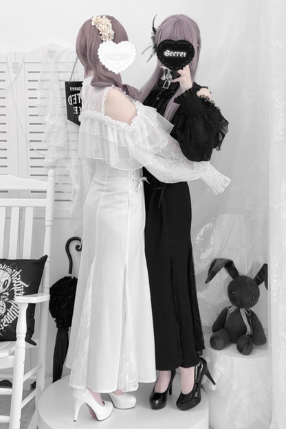 マーメイドロングガーゼスカートドレス