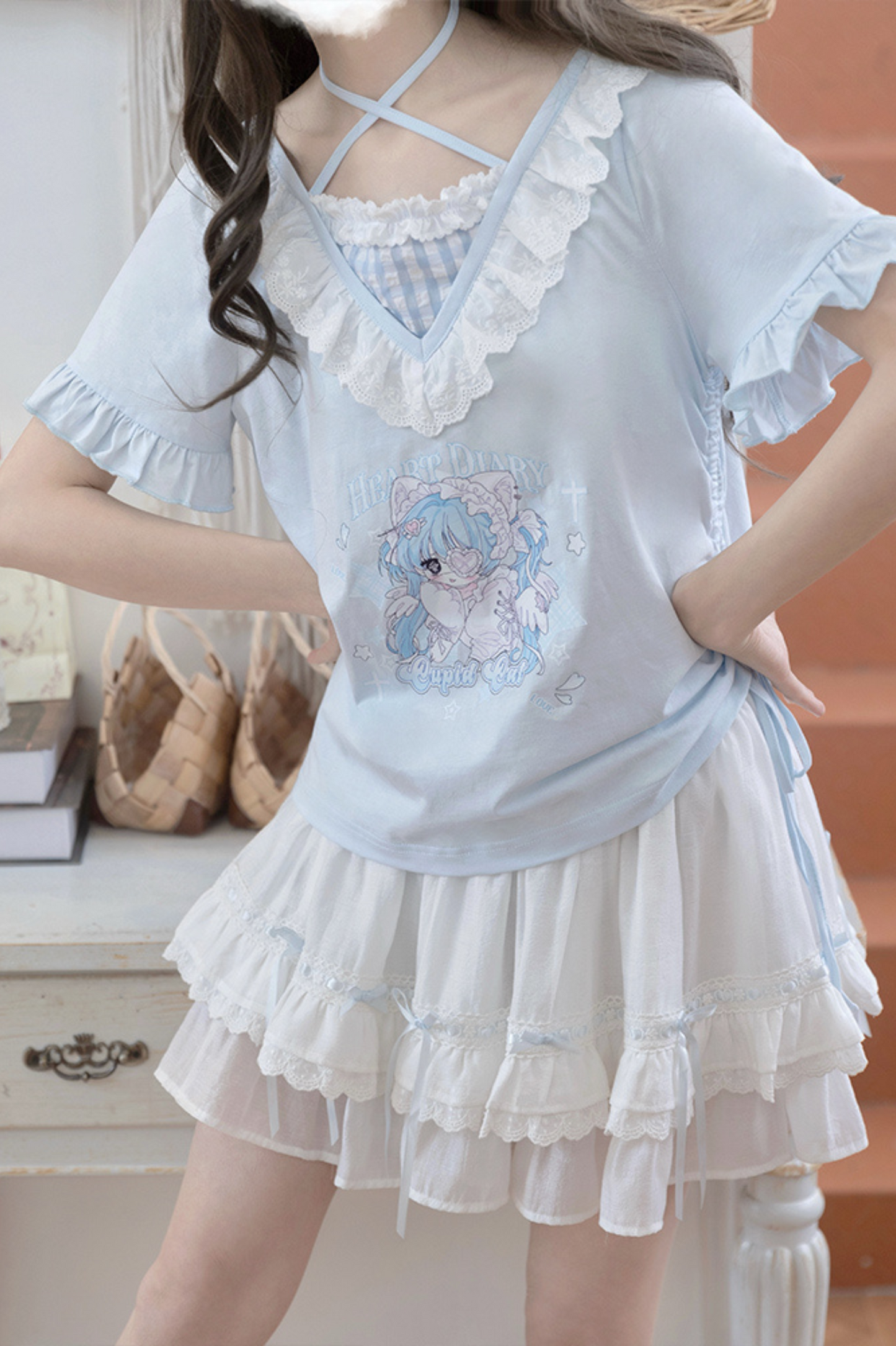 猫スイートブルートップス＆スカート