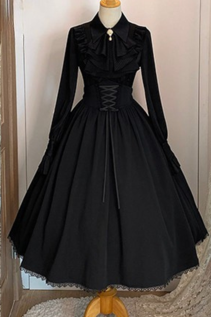 Retro Reversible Fishbone Lolita Skirt