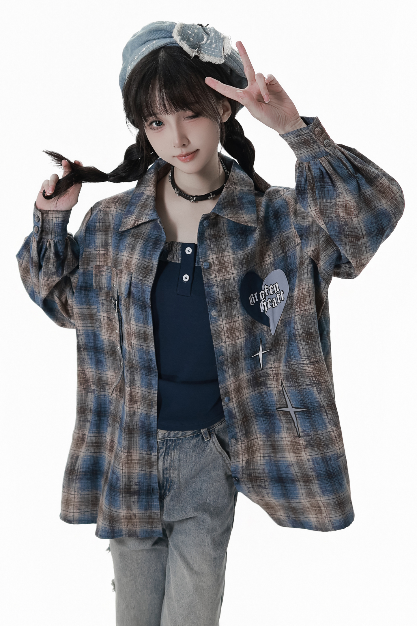 Check Loose Shirt + Tank Top