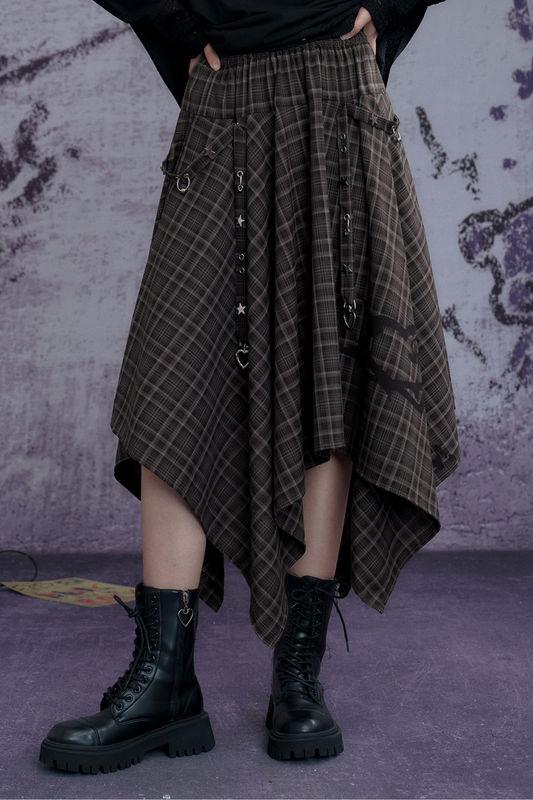 Night Mode Asymmetrical Check Skirt