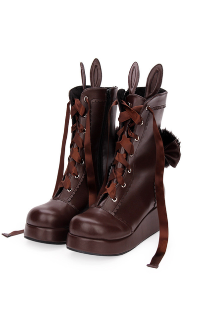 Lolita Bunny Ears Ribbon Boots