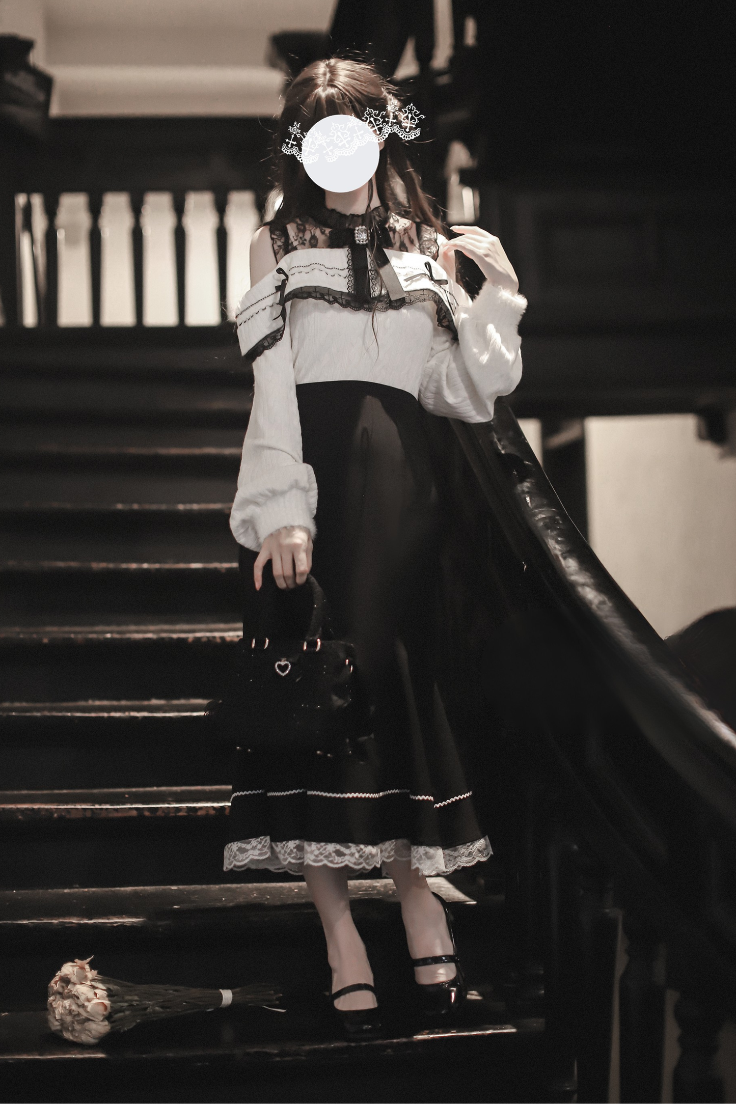 リボンニットオフショル＋マーメイドスカート＋ショートスカート＋リボン