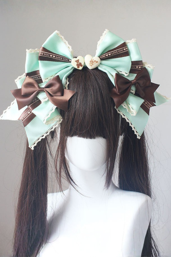 チョコレートバイカラービッグリボンカチューシャ