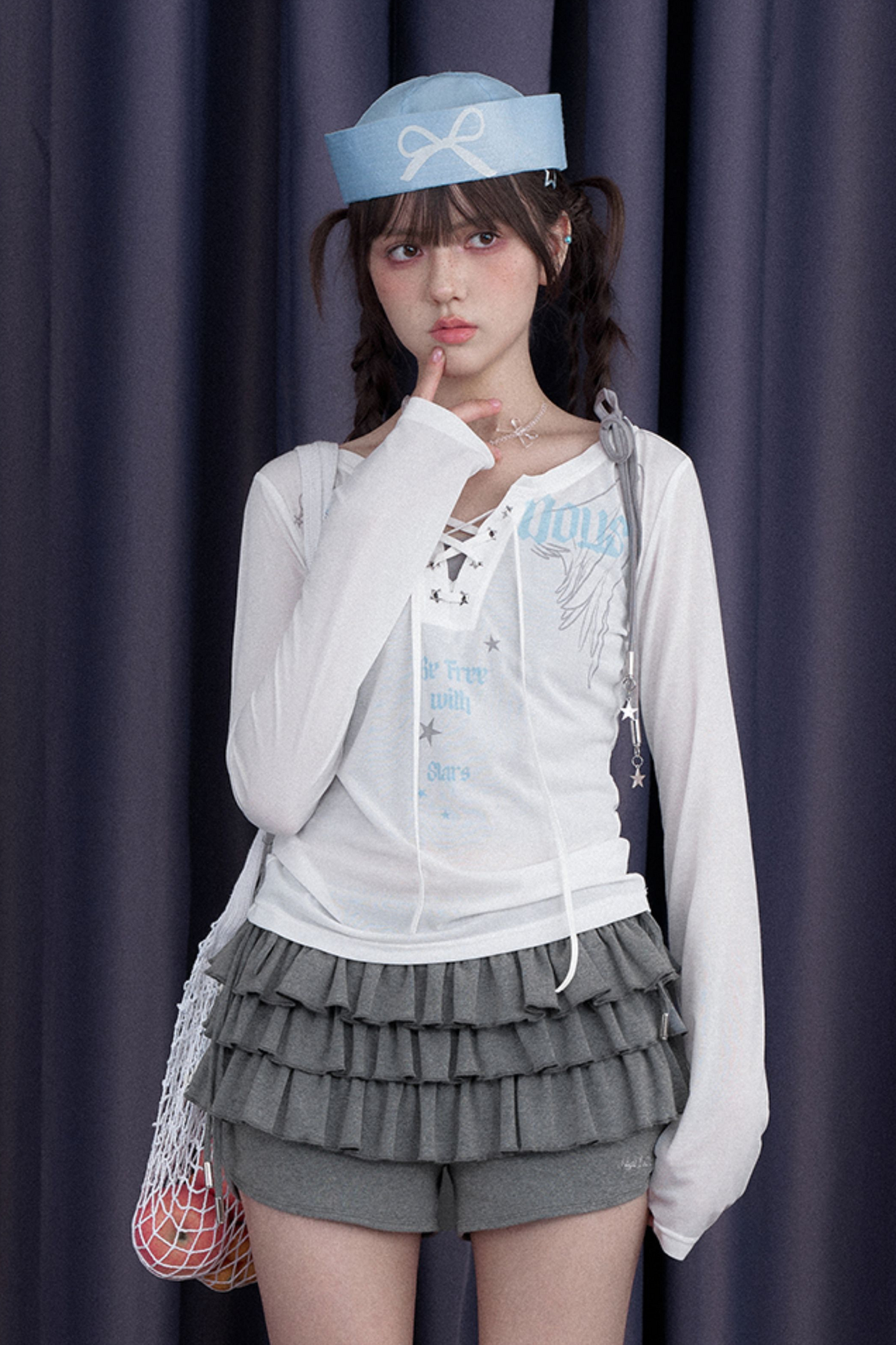 White Angel Wing Blouse + Inner Sleeveless Top