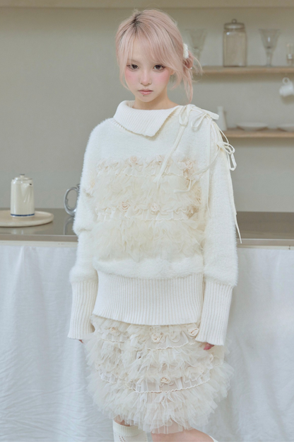 ローズメッシュレイヤードスカート