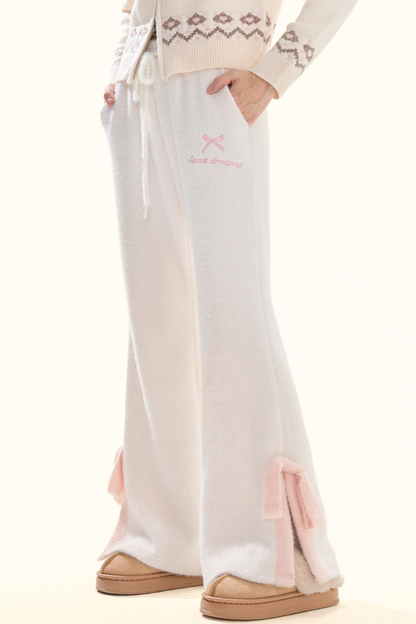 クリームリボンスリットフレアパンツ