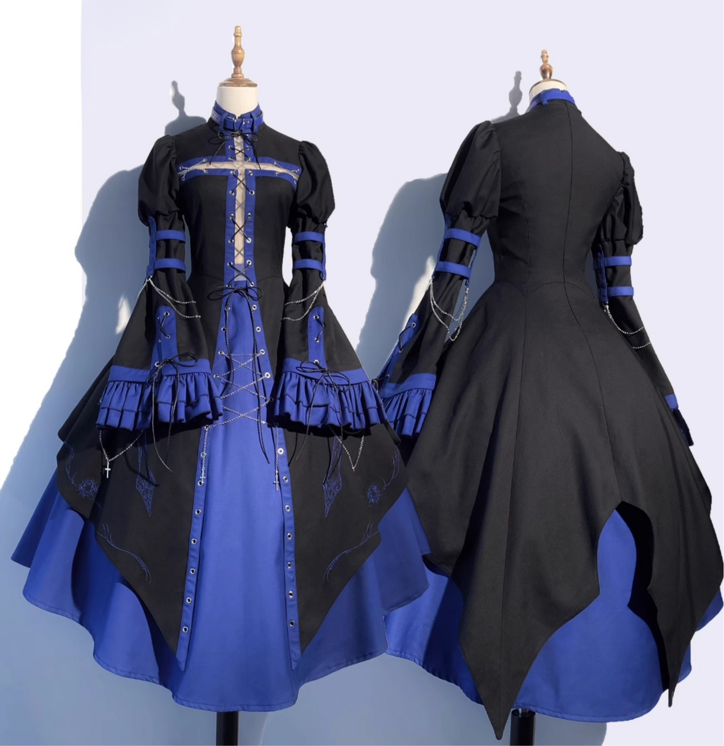 Split Cross Gothic Dark Nun Dress Setup