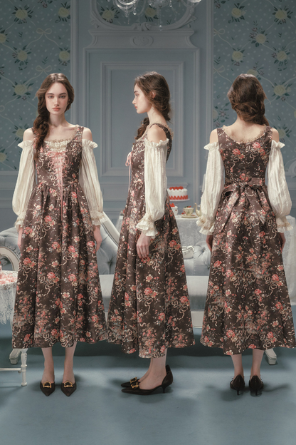 French Vintage Floral Art Dress